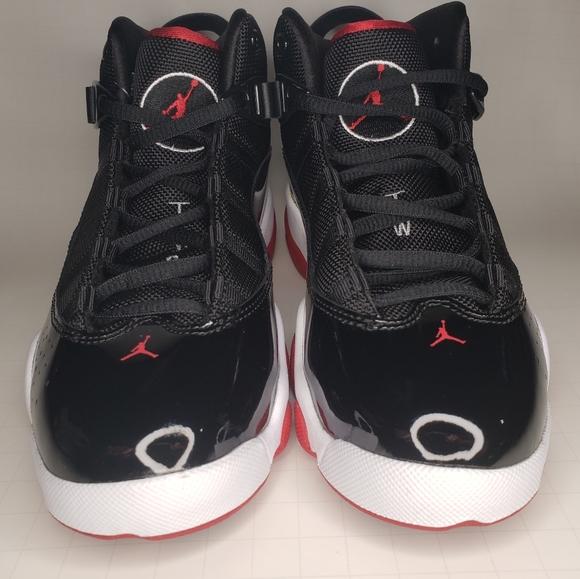 jordan 6 rings men's black true red flint grey
